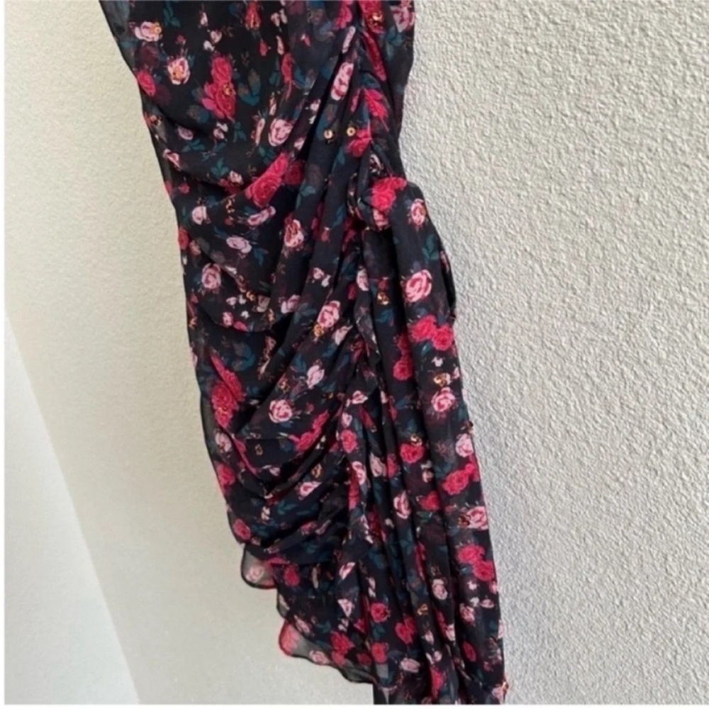 For Love & Lemons Hawn Ruched Floral Ruffle Mini Dress - Picture 6 of 10